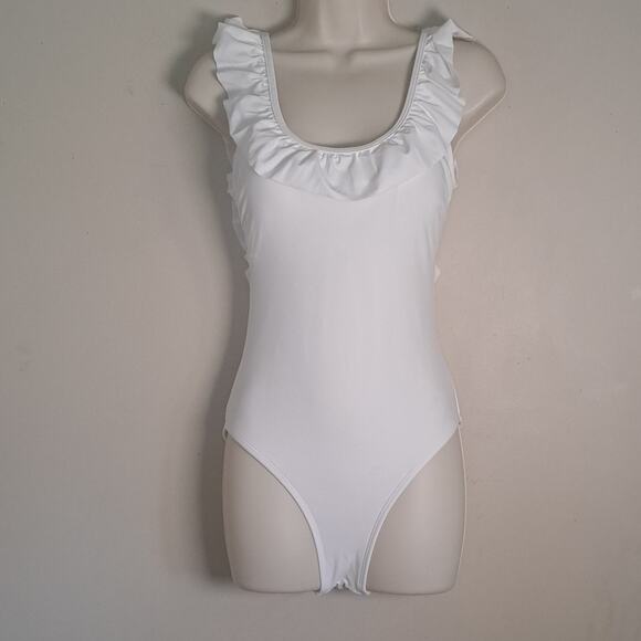 Lolli Sugar Coast Women's Ruffled One Piece Swimsuit - White - XS - Picture 4 of 9